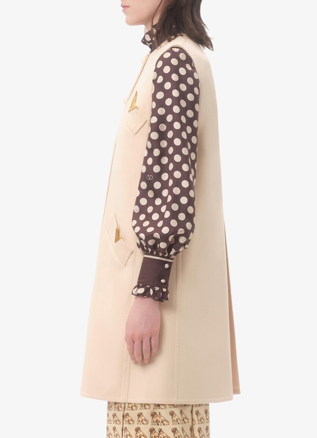 Valentino Garavani Longline gilet in kasjmierblend - detail 5 creme