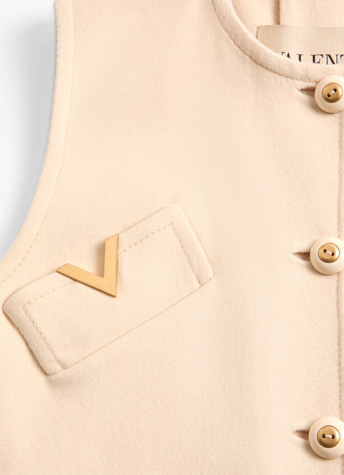 Valentino Garavani Longline gilet in kasjmierblend - detail 8 creme