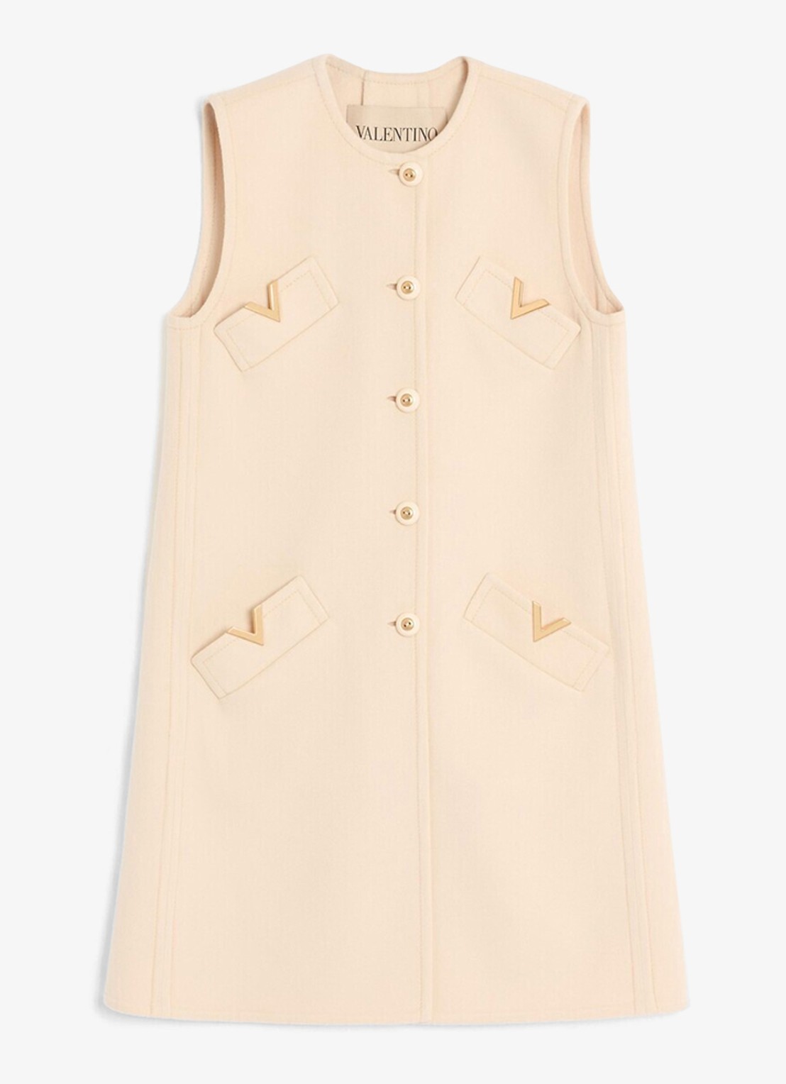 Valentino Garavani Longline gilet in kasjmierblend - voorkant creme