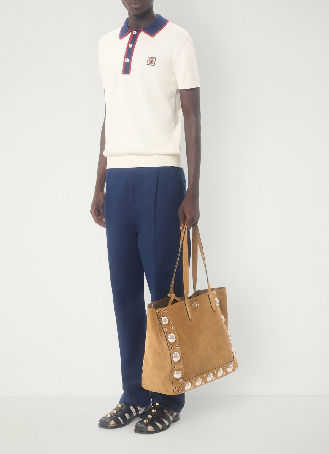 Valentino Garavani Loose fit chino met steekzakken - voorkant 3 donkerblauw