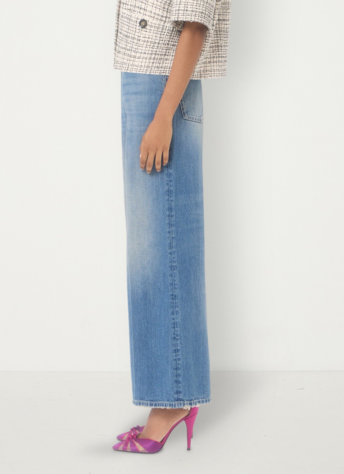 Valentino Garavani Mid waist flared jeans met medium wassing - detail 5 indigo