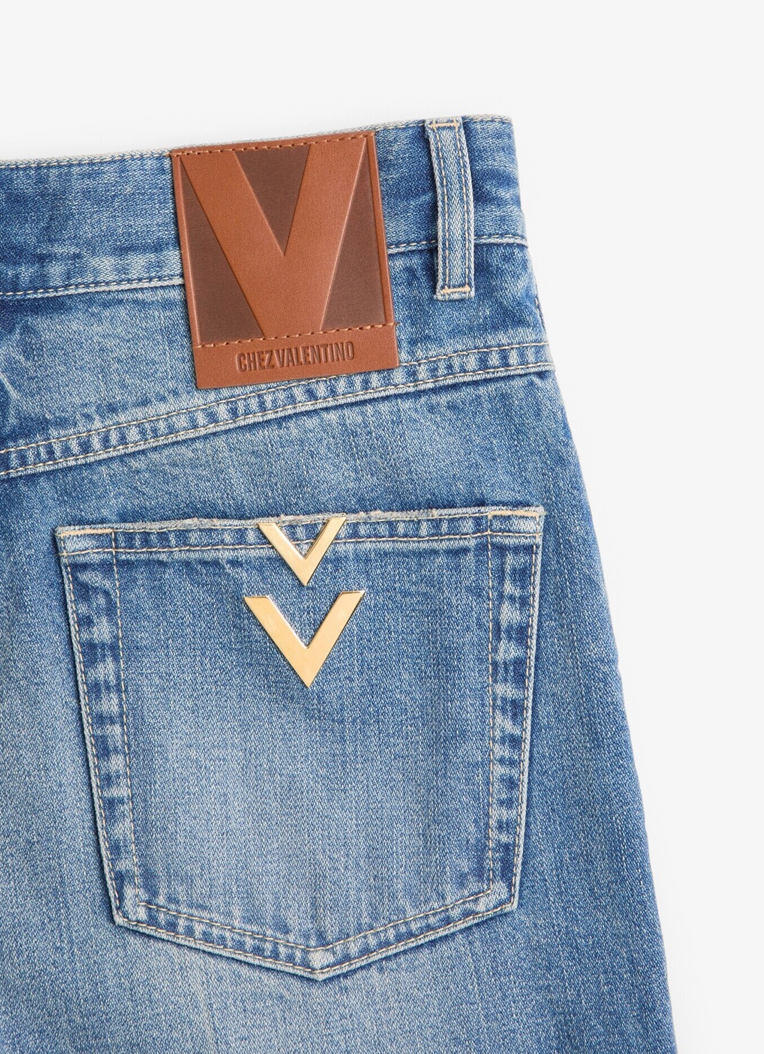 Valentino Garavani Mid waist flared jeans met medium wassing - detail 6 indigo