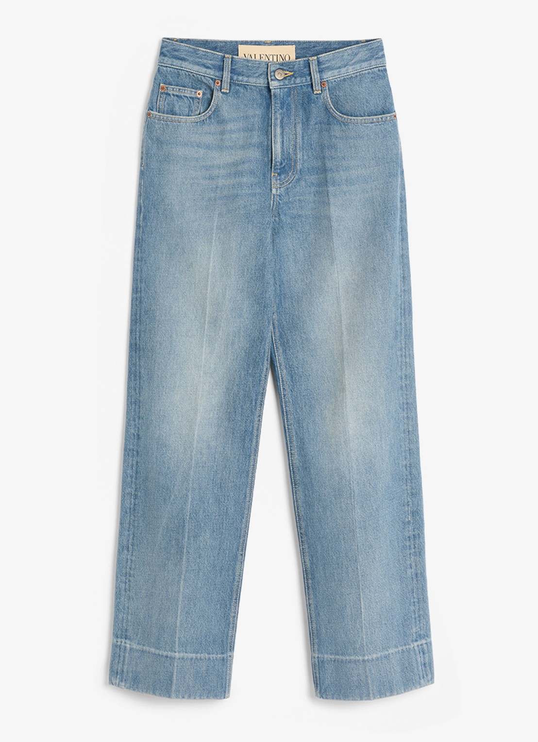 Valentino Garavani Mid waist straight leg jeans met medium wassing - voorkant 5 indigo
