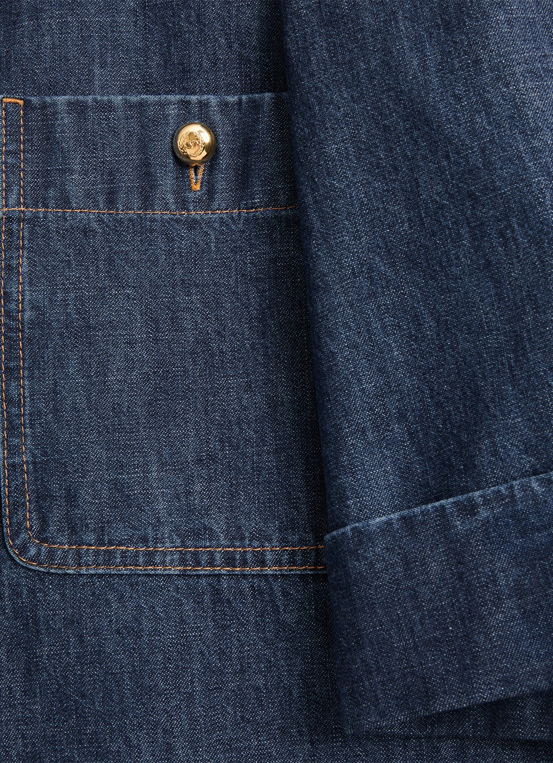 Valentino Garavani Midi blousejurk van denim met borstzakken - detail 4 indigo