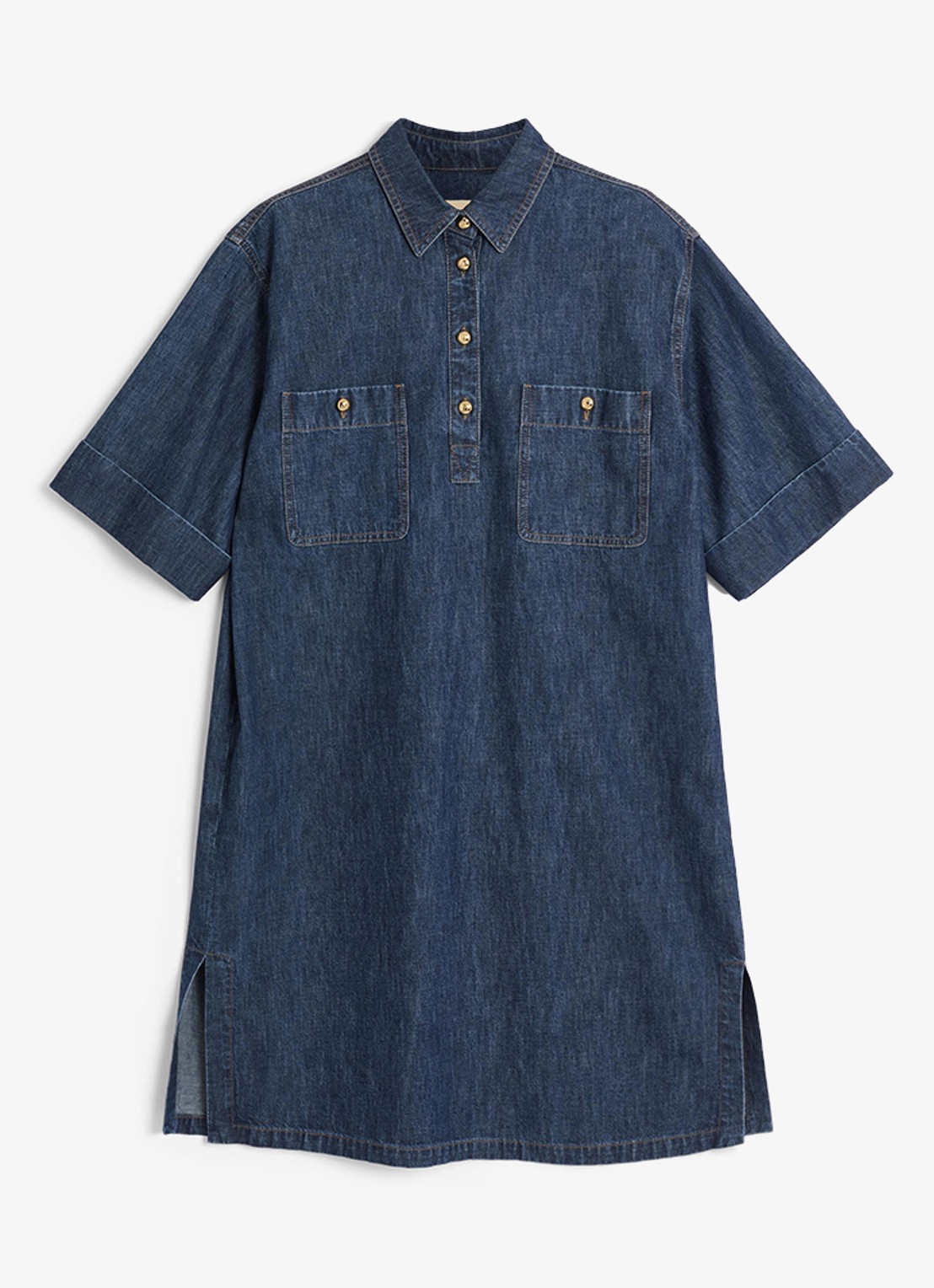 Valentino Garavani Midi blousejurk van denim met borstzakken - voorkant 5 indigo