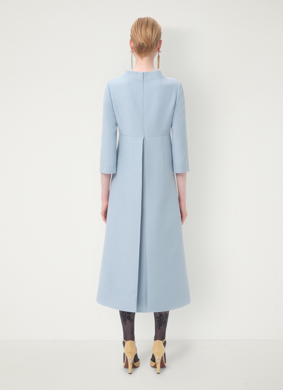 Valentino Garavani Midi jurk in zijdeblend - achterkant 8 lichtblauw