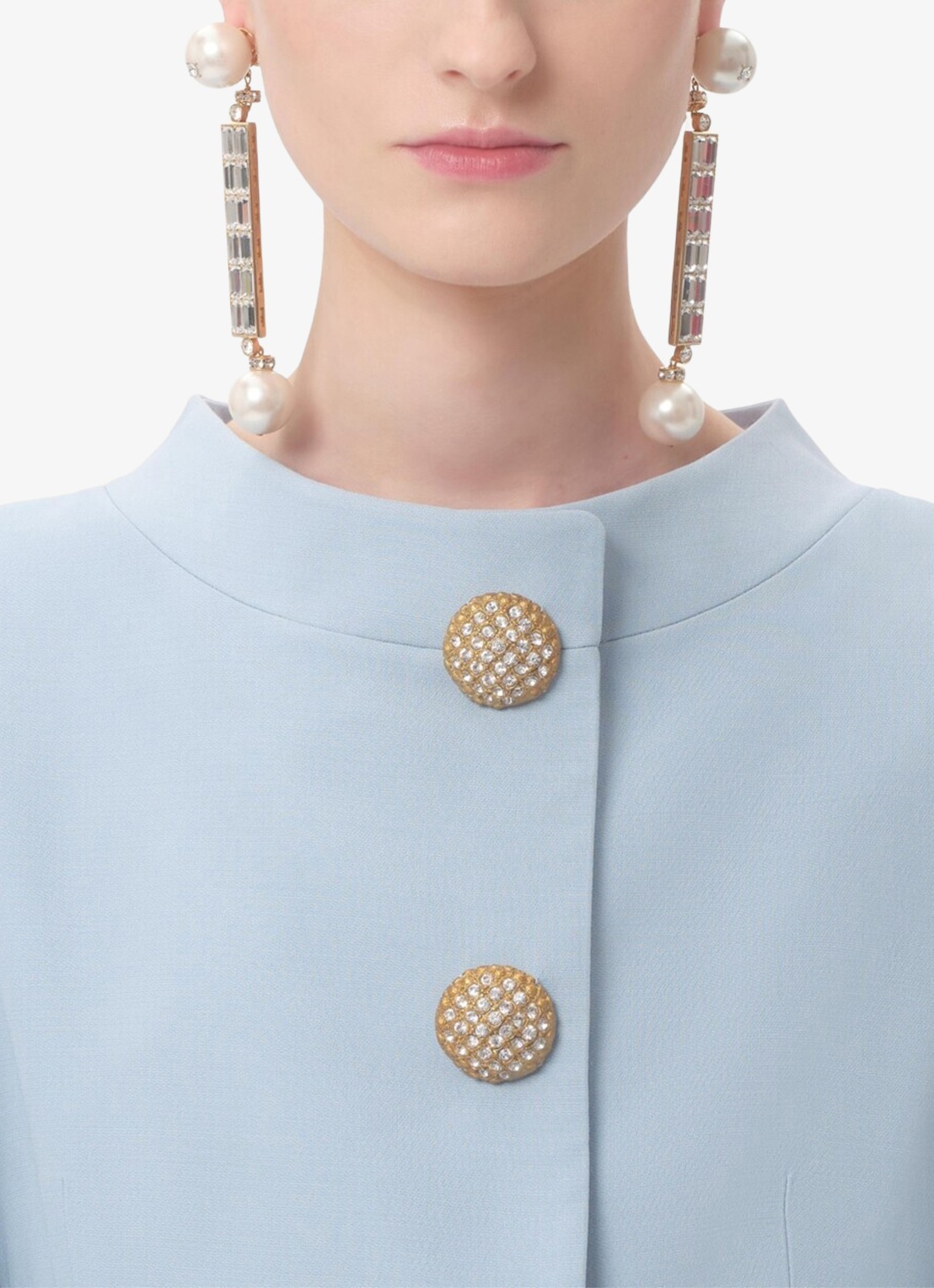Valentino Garavani Midi jurk in zijdeblend - detail 5 lichtblauw