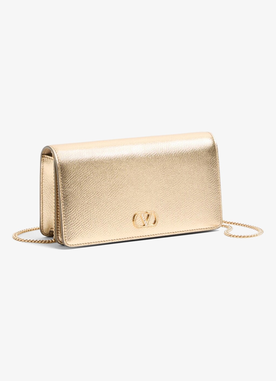 Valentino Garavani Mini crossbodytas van leer met metallic finish - detail 4 goud