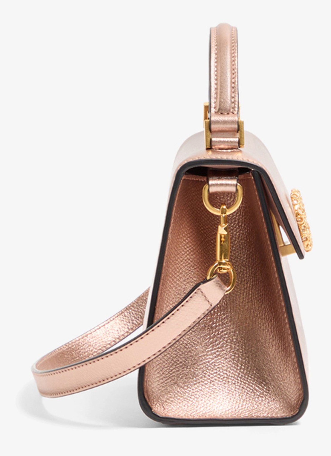 Valentino Garavani Mini handtas van kalfsleer met metallic finish - detail roze