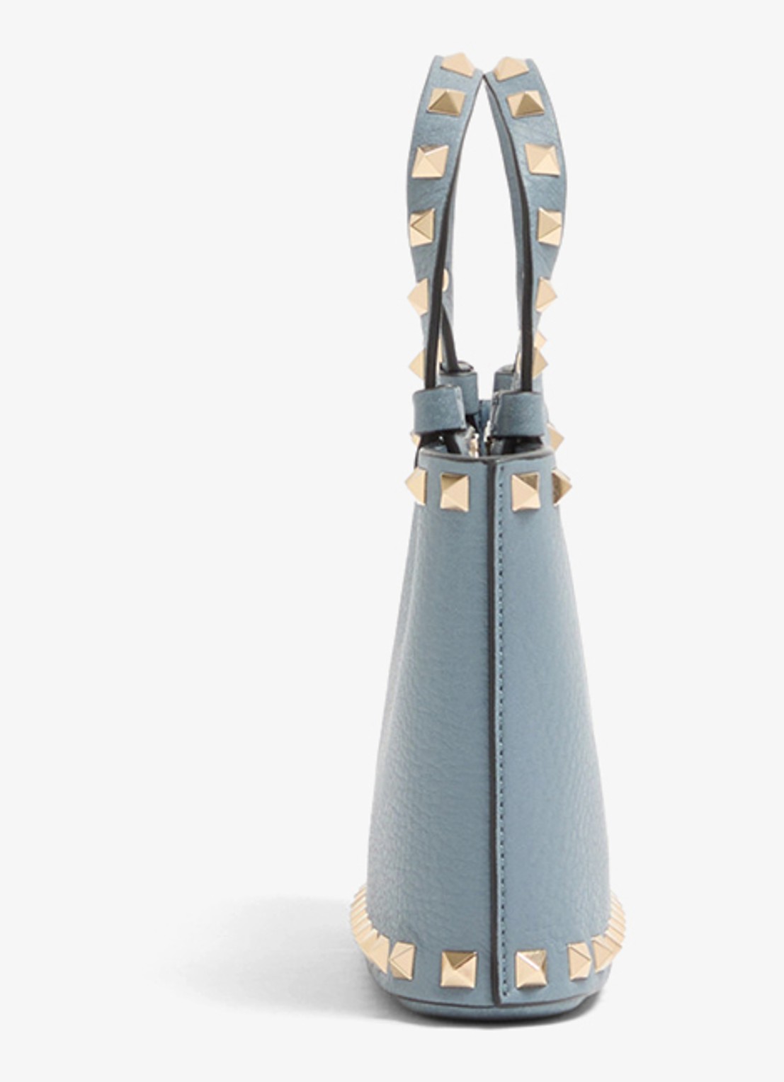Valentino Garavani Mini handtas van kalfsleer met studs - detail 4 blauwgrijs