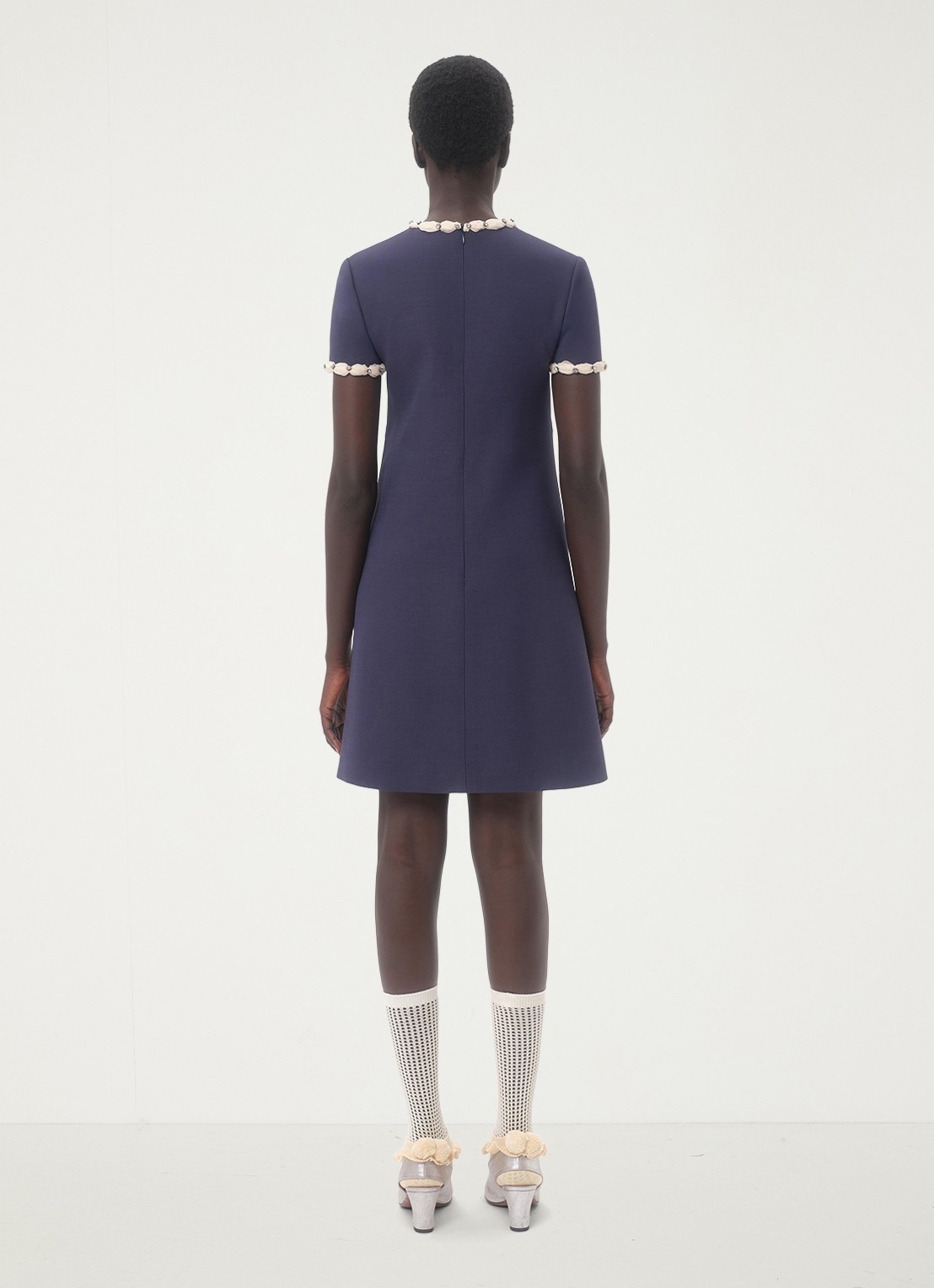 Valentino Garavani Mini jurk in zijdeblend met strass - achterkant blauw