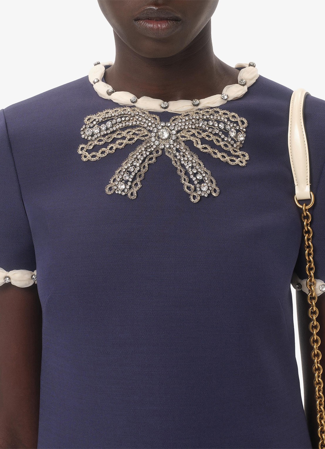 Valentino Garavani Mini jurk in zijdeblend met strass - detail 6 blauw