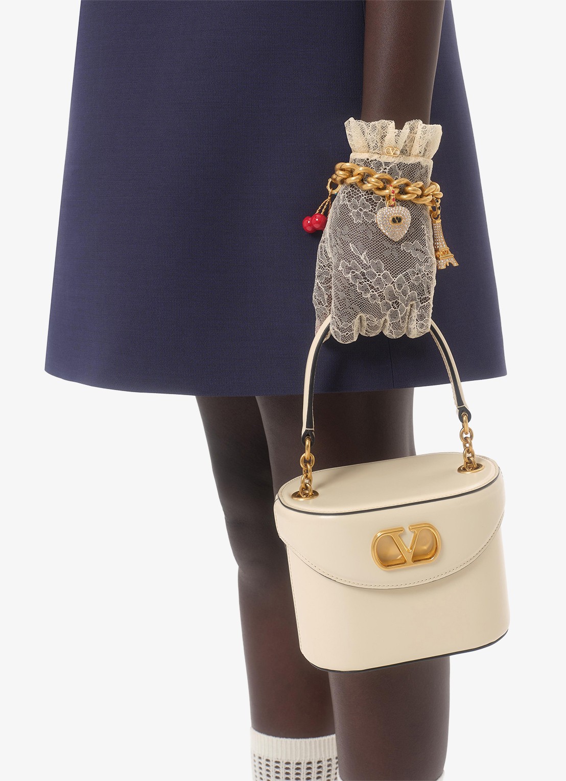 Valentino Garavani Mini jurk in zijdeblend met strass - detail 7 blauw