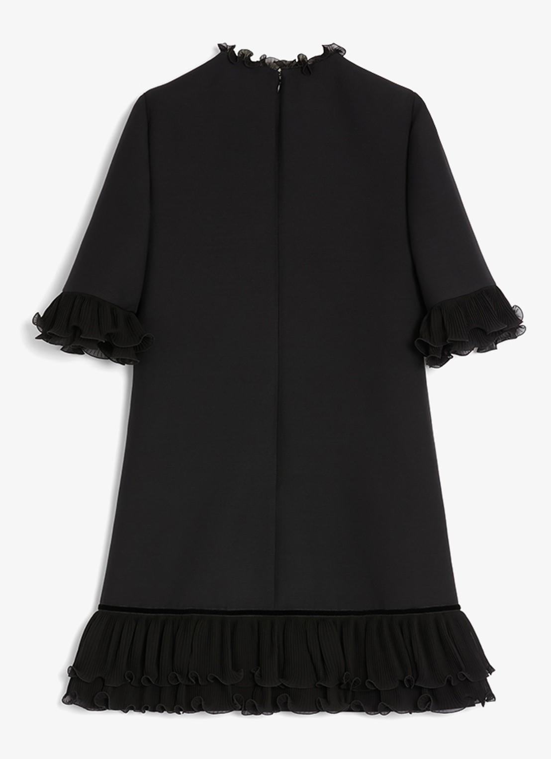 Valentino Garavani Mini jurk in zijdeblend met volant - achterkant 2 zwart