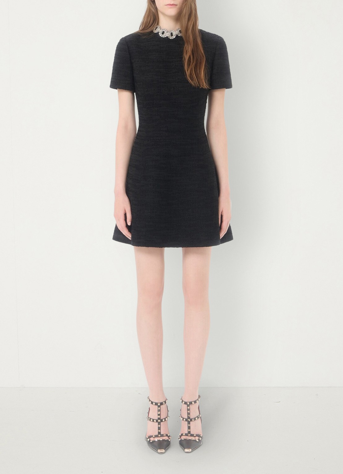 Valentino Garavani Mini jurk met tweed-look - detail 2 zwart