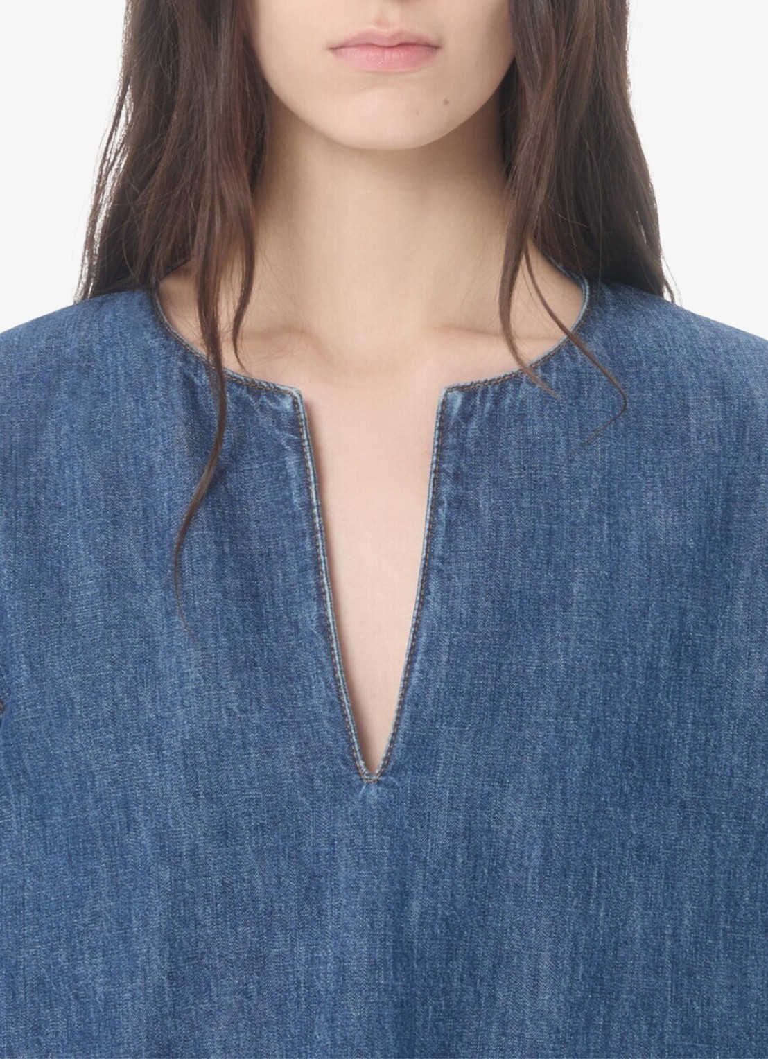Valentino Garavani Mini tuniekjurk van chambray met opgestikte zakken - detail 5 indigo