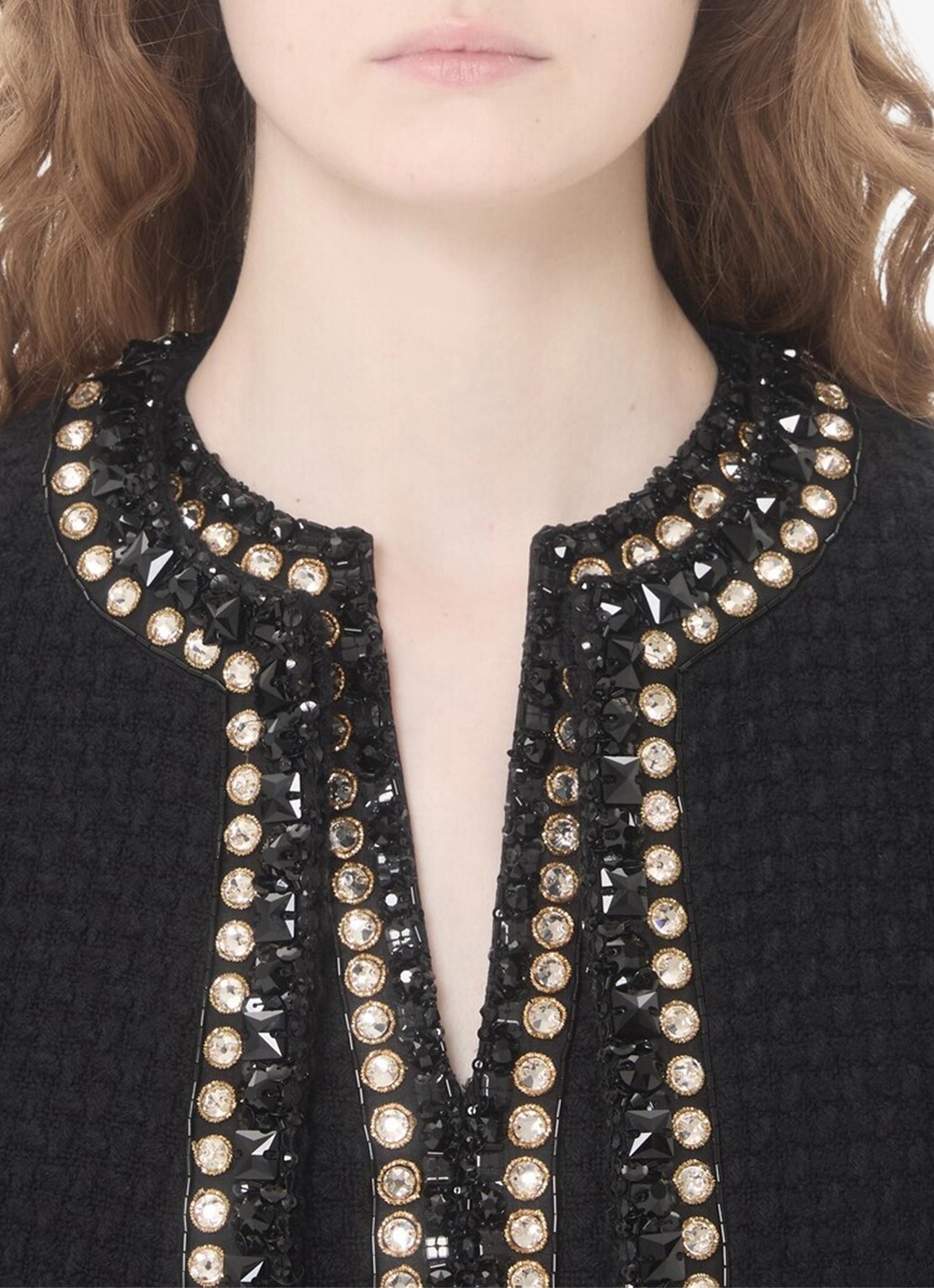 Valentino Garavani Mini tuniekjurk van tweed met strass - detail 5 zwart
