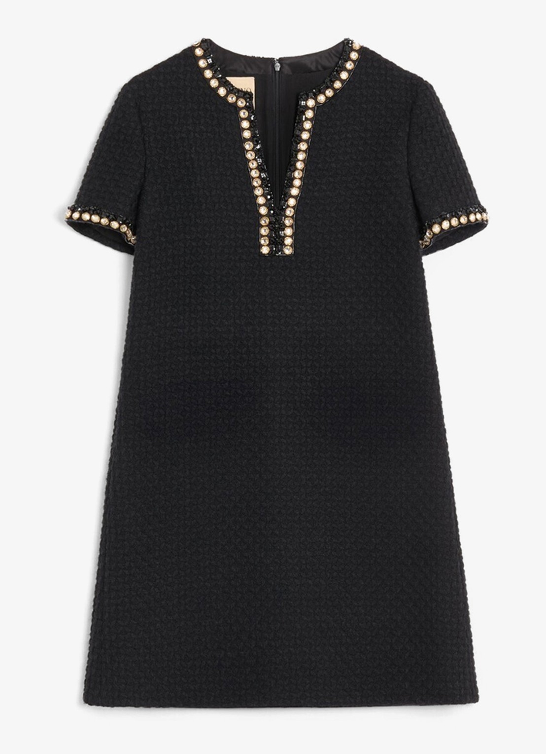 Valentino Garavani Mini tuniekjurk van tweed met strass - voorkant 7 zwart