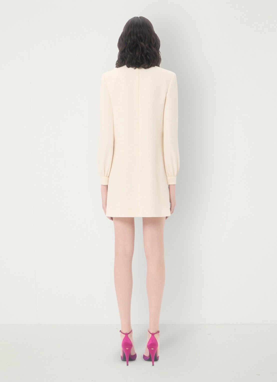 Valentino Garavani Mini tuniekjurk van zijde met strass - achterkant creme