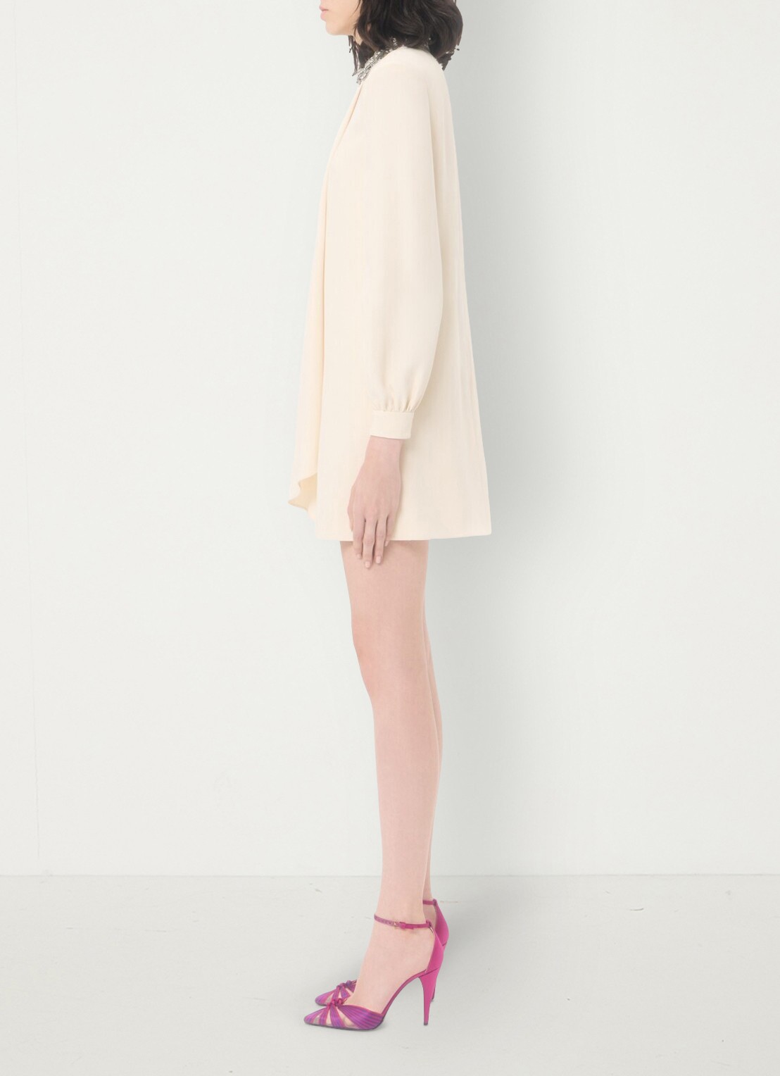 Valentino Garavani Mini tuniekjurk van zijde met strass - detail 3 creme