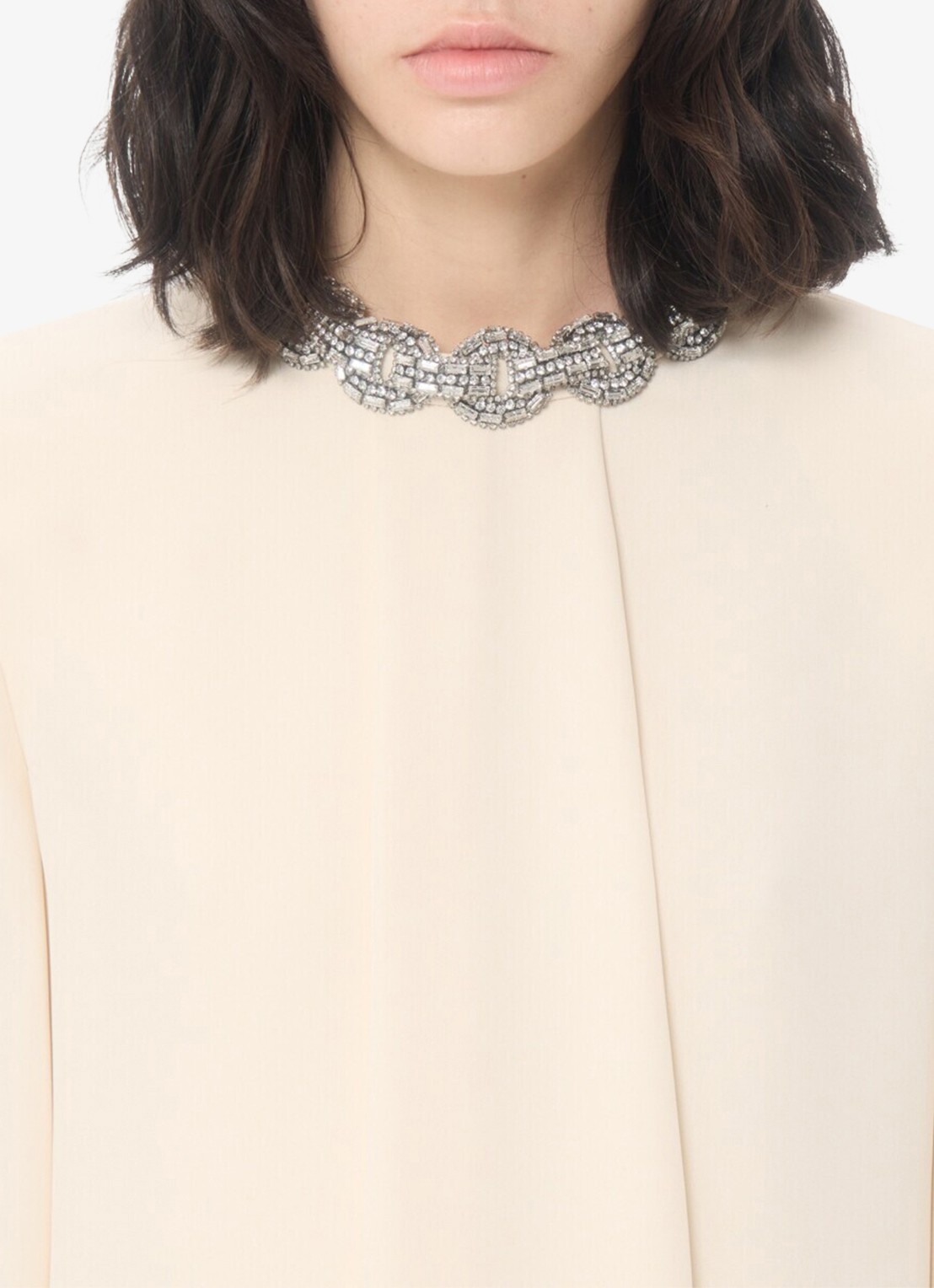 Valentino Garavani Mini tuniekjurk van zijde met strass - detail 4 creme
