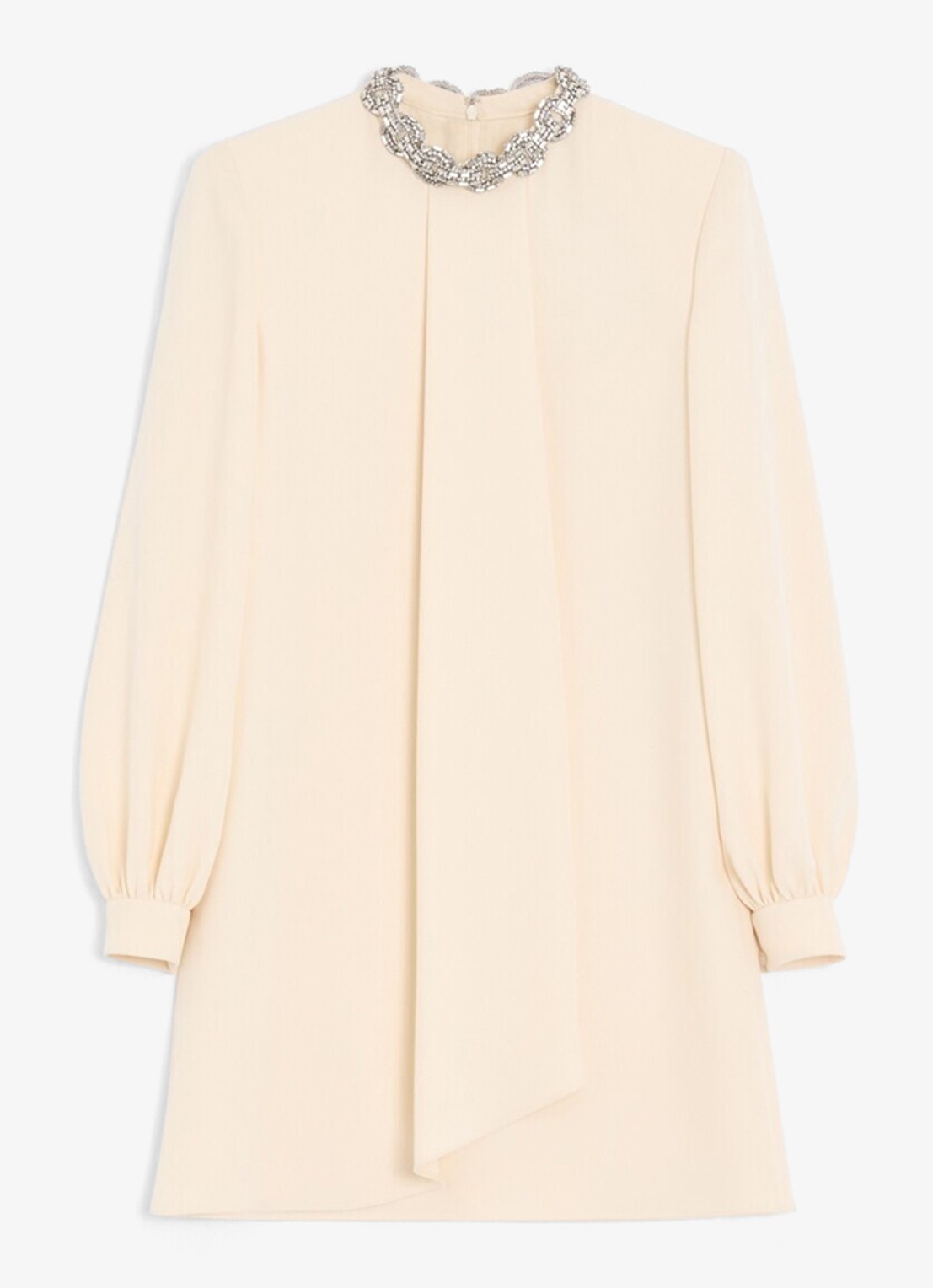 Valentino Garavani Mini tuniekjurk van zijde met strass - voorkant 6 creme