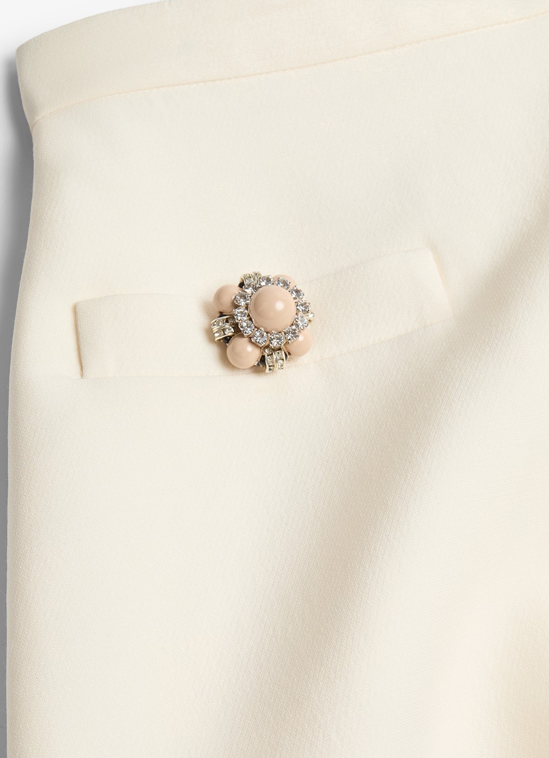 Valentino Garavani Minirok in zijdeblend met sierknopen - detail 8 gebroken wit