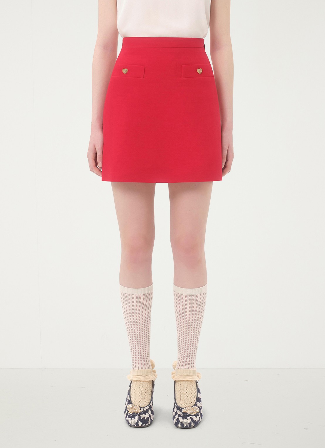 Valentino Garavani Minirok in zijdeblend - detail rood