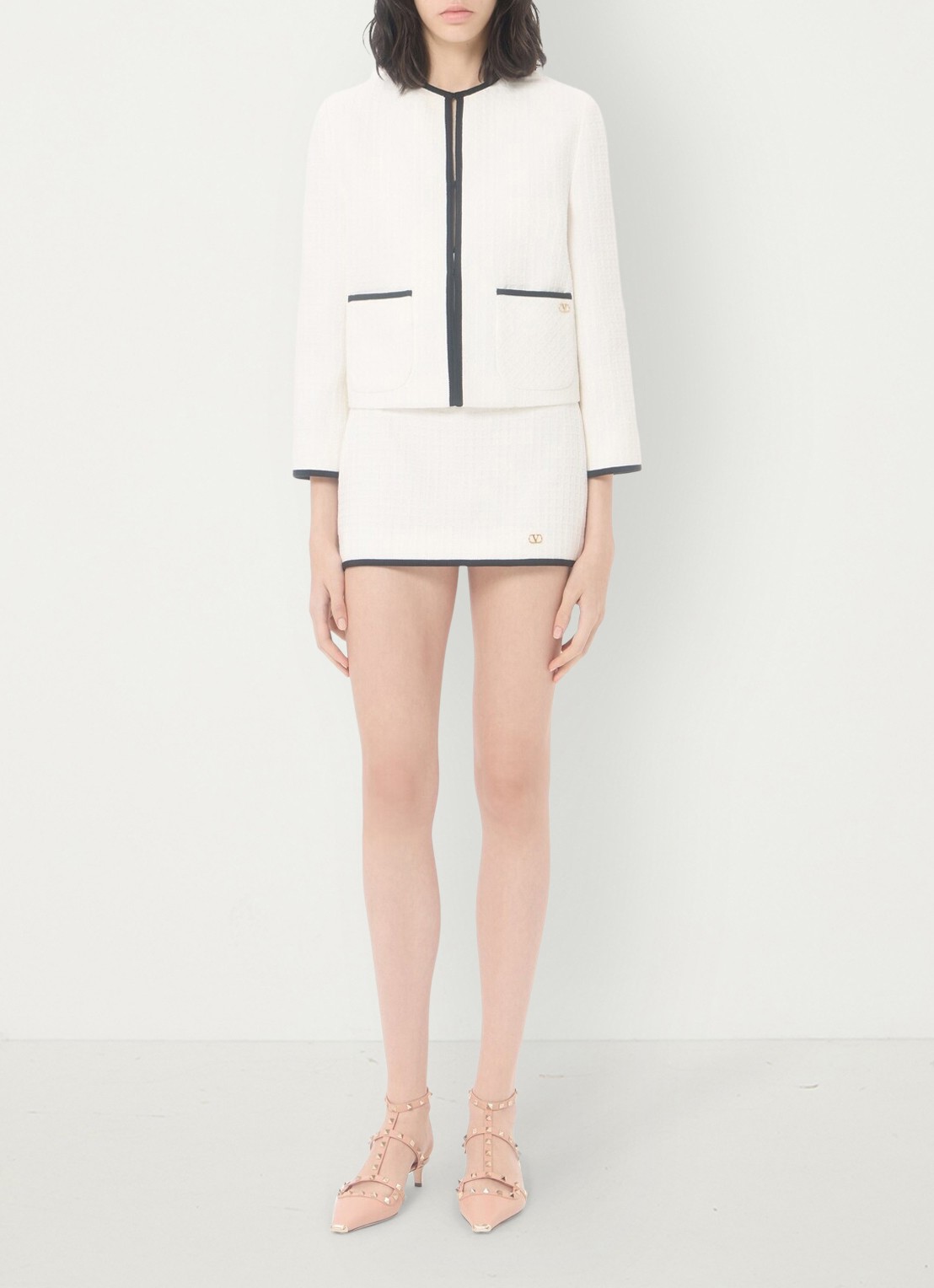 Valentino Garavani Minirok met tweed-look - voorkant 2 wit