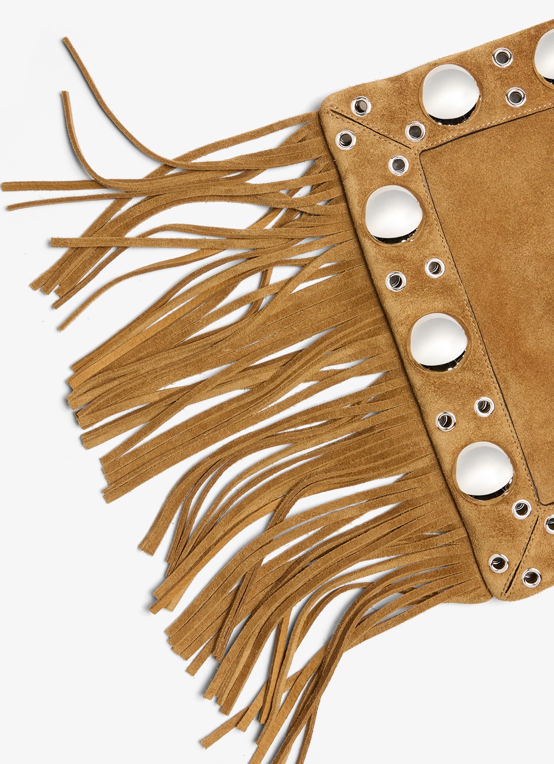 Valentino Garavani Nellcôte crossbodytas van suède met studs en franjes - detail 5 bruin