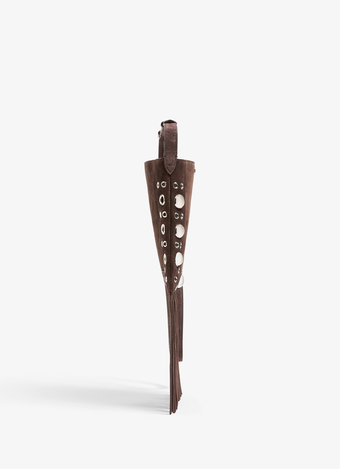 Valentino Garavani Nellcôte Small crossbodytas van suède met studs en franjes - detail 2 bruin