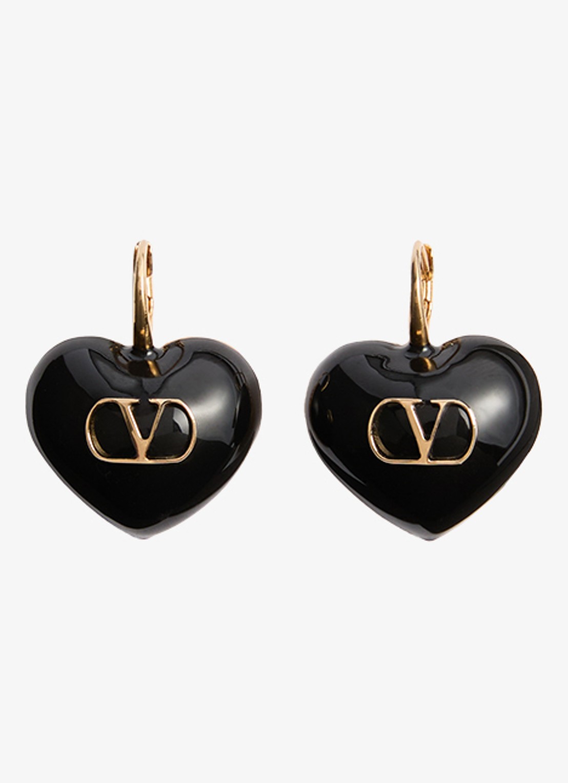 Valentino Garavani Oorhangers met logo - voorkant 3 zwart