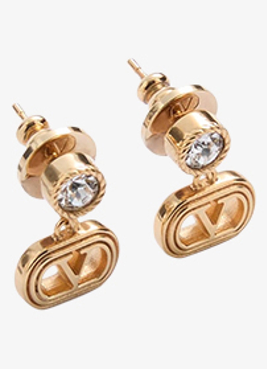 Valentino Garavani Oorknopjes met logo - detail goud