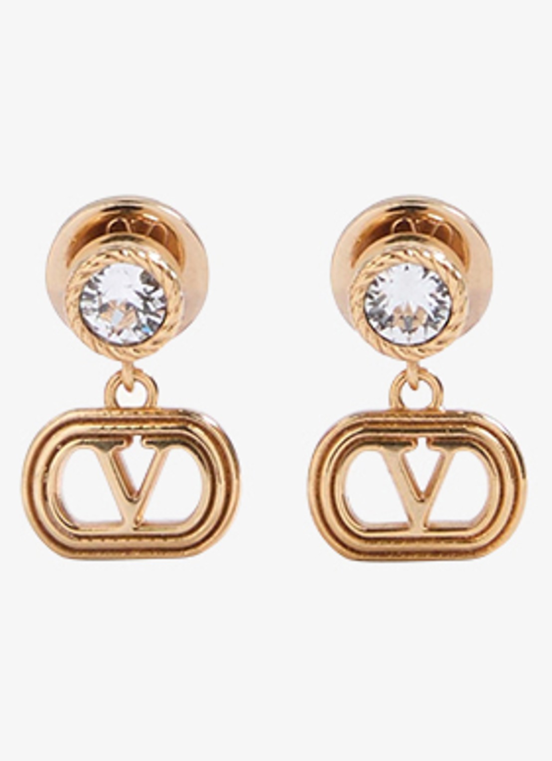 Valentino Garavani Oorknopjes met logo - voorkant 3 goud