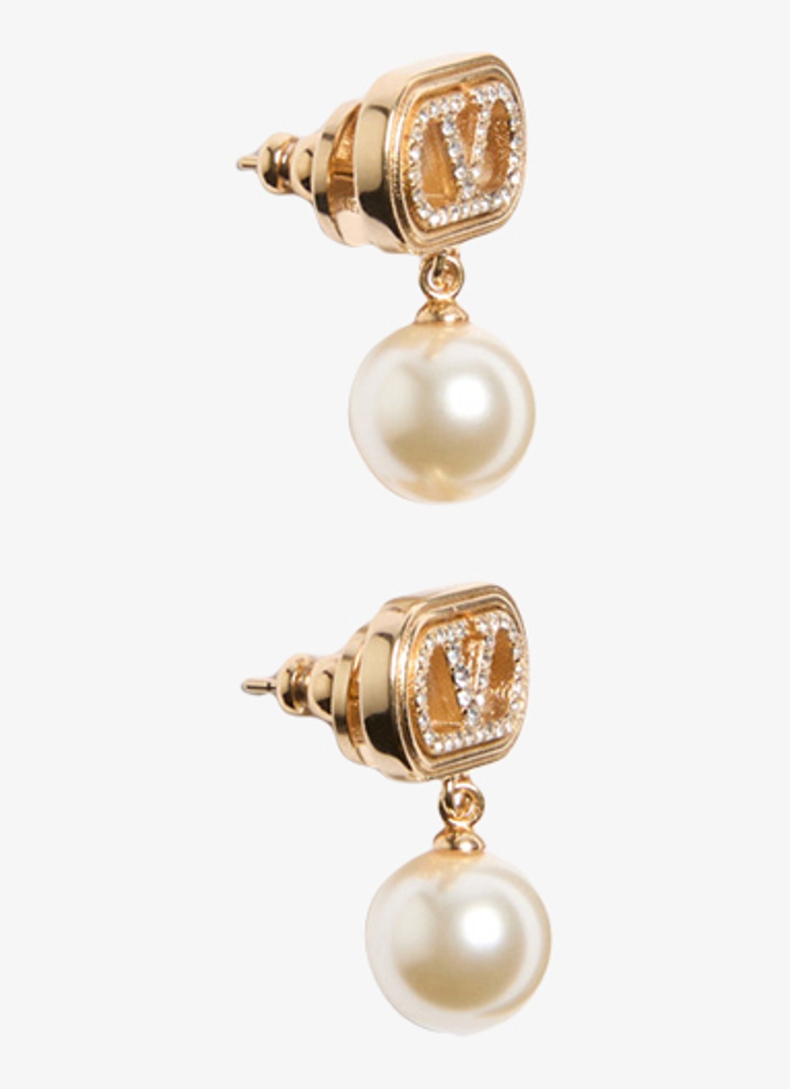 Valentino Garavani Oorstekers met hanger en logo - detail 2 goud