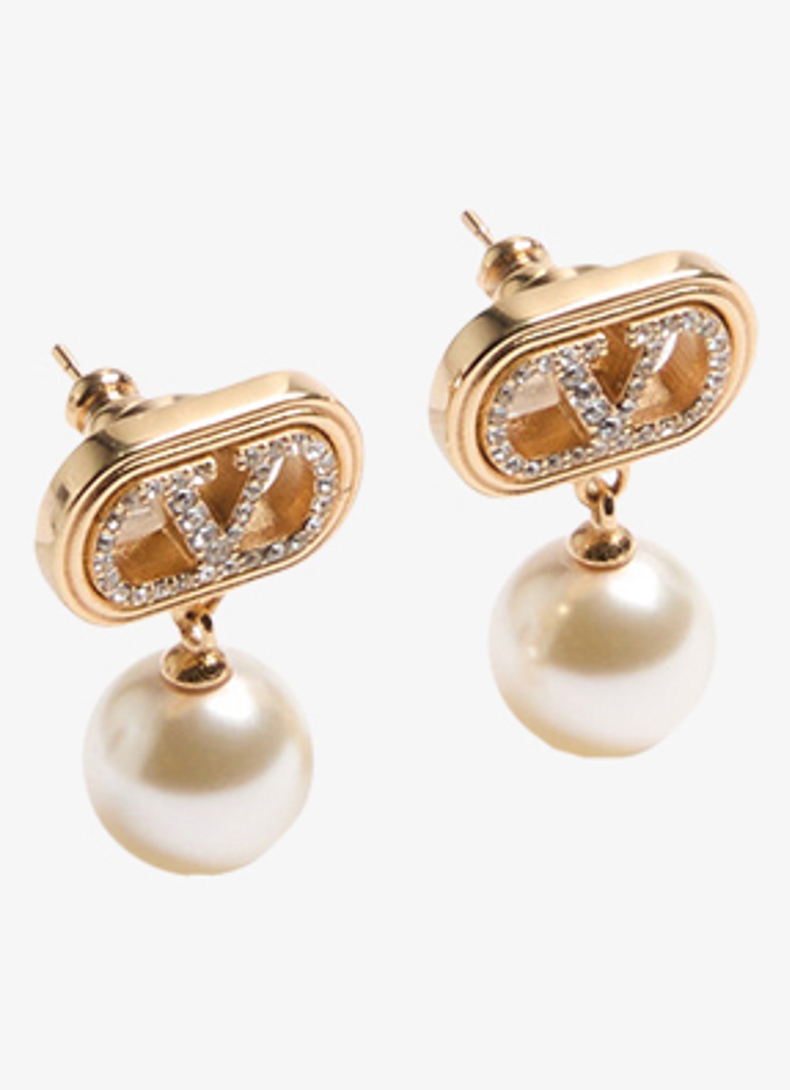 Valentino Garavani Oorstekers met hanger en logo - detail 3 goud