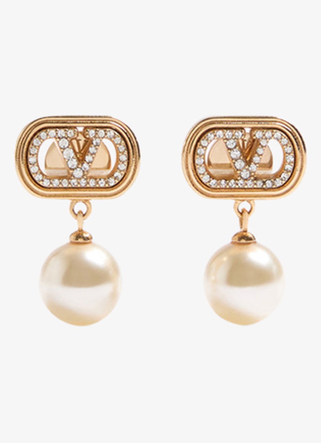 Valentino Garavani Oorstekers met hanger en logo - voorkant goud