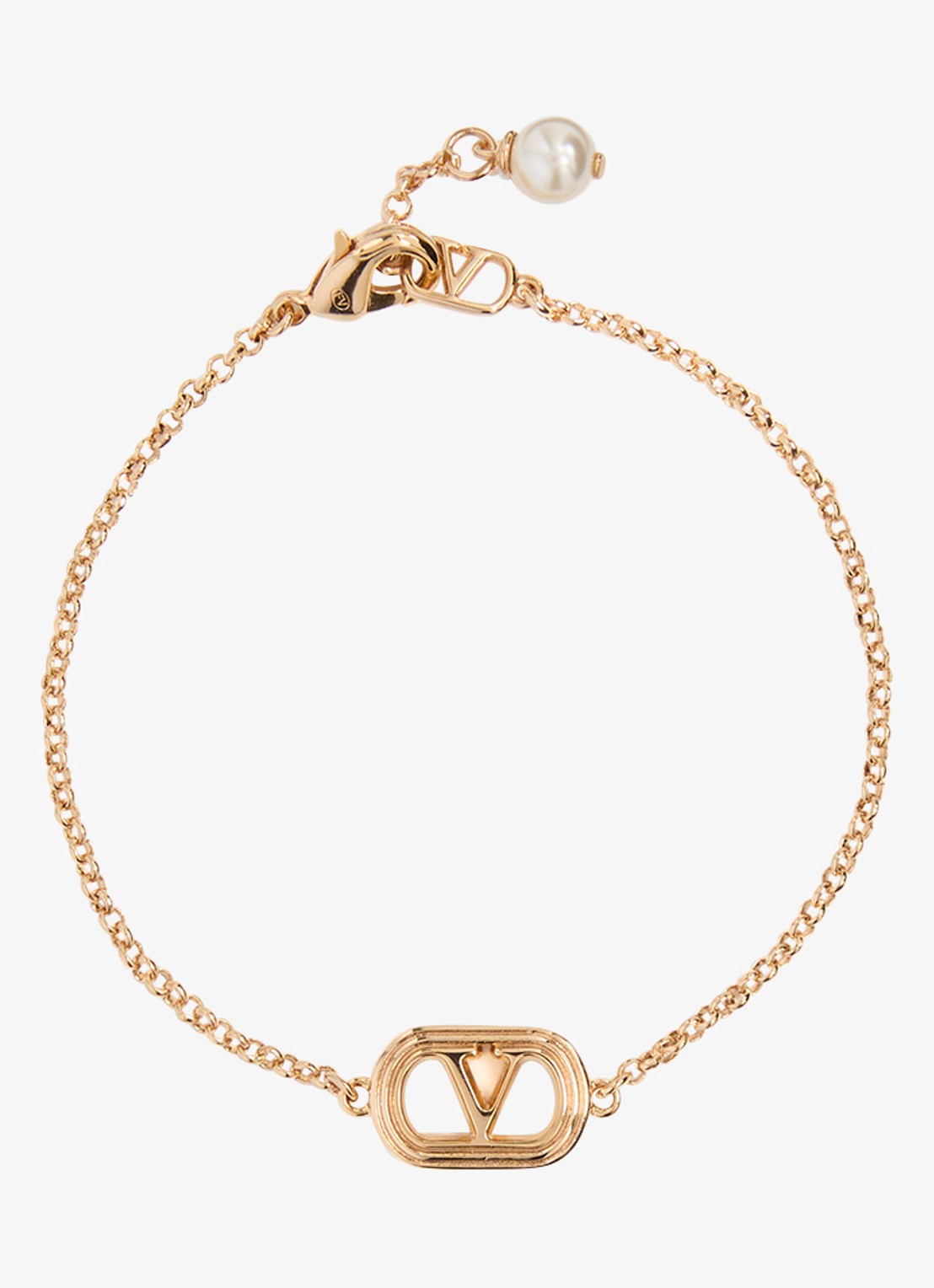 Valentino Garavani Ovalette armband met logo - voorkant goud