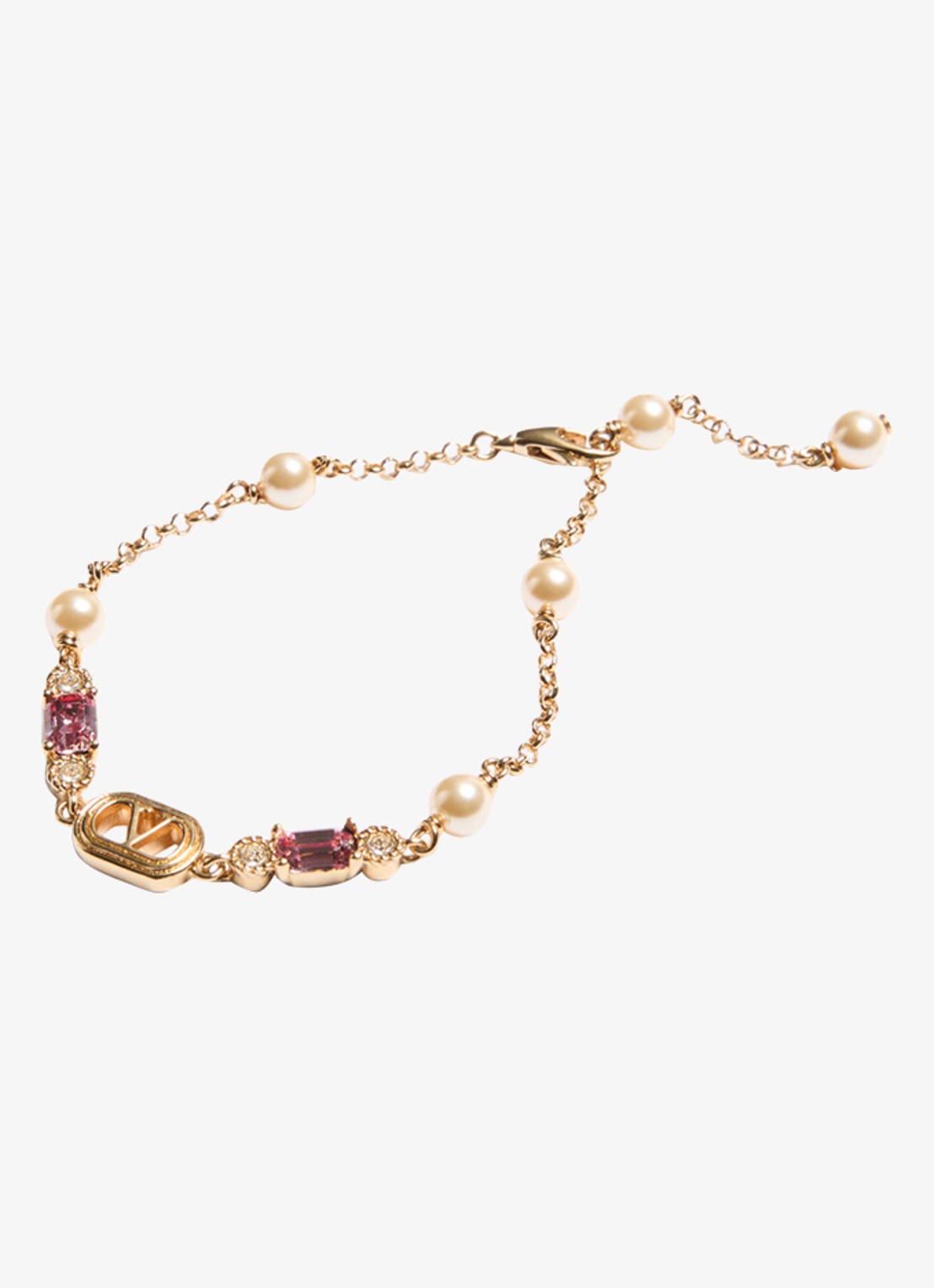 Valentino Garavani Ovalette armband met logo - detail goud