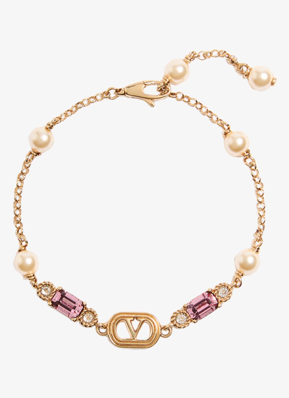 Valentino Garavani Ovalette armband met logo - voorkant 4 goud