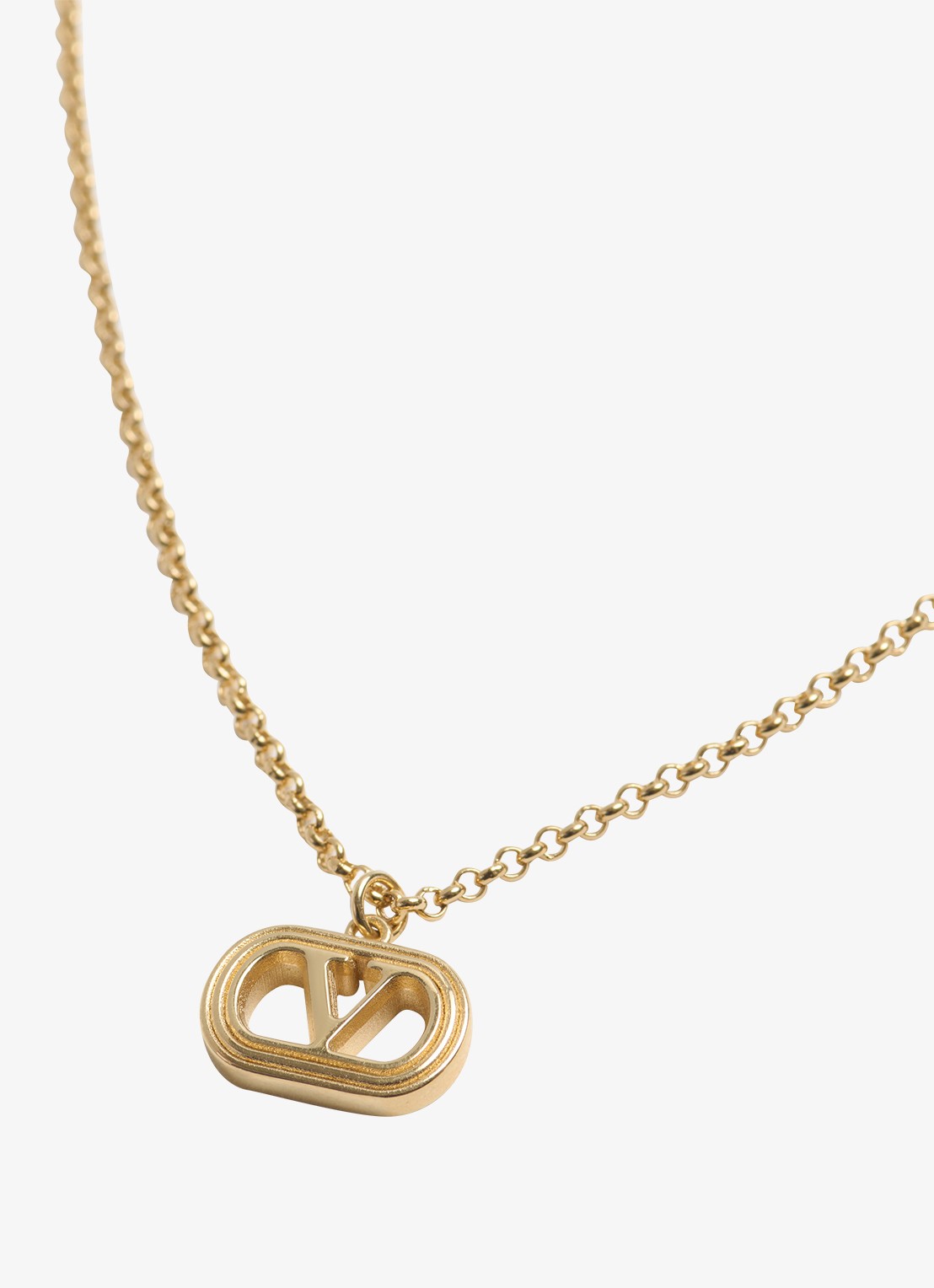 Valentino Garavani Ovalette ketting met logo - detail goud