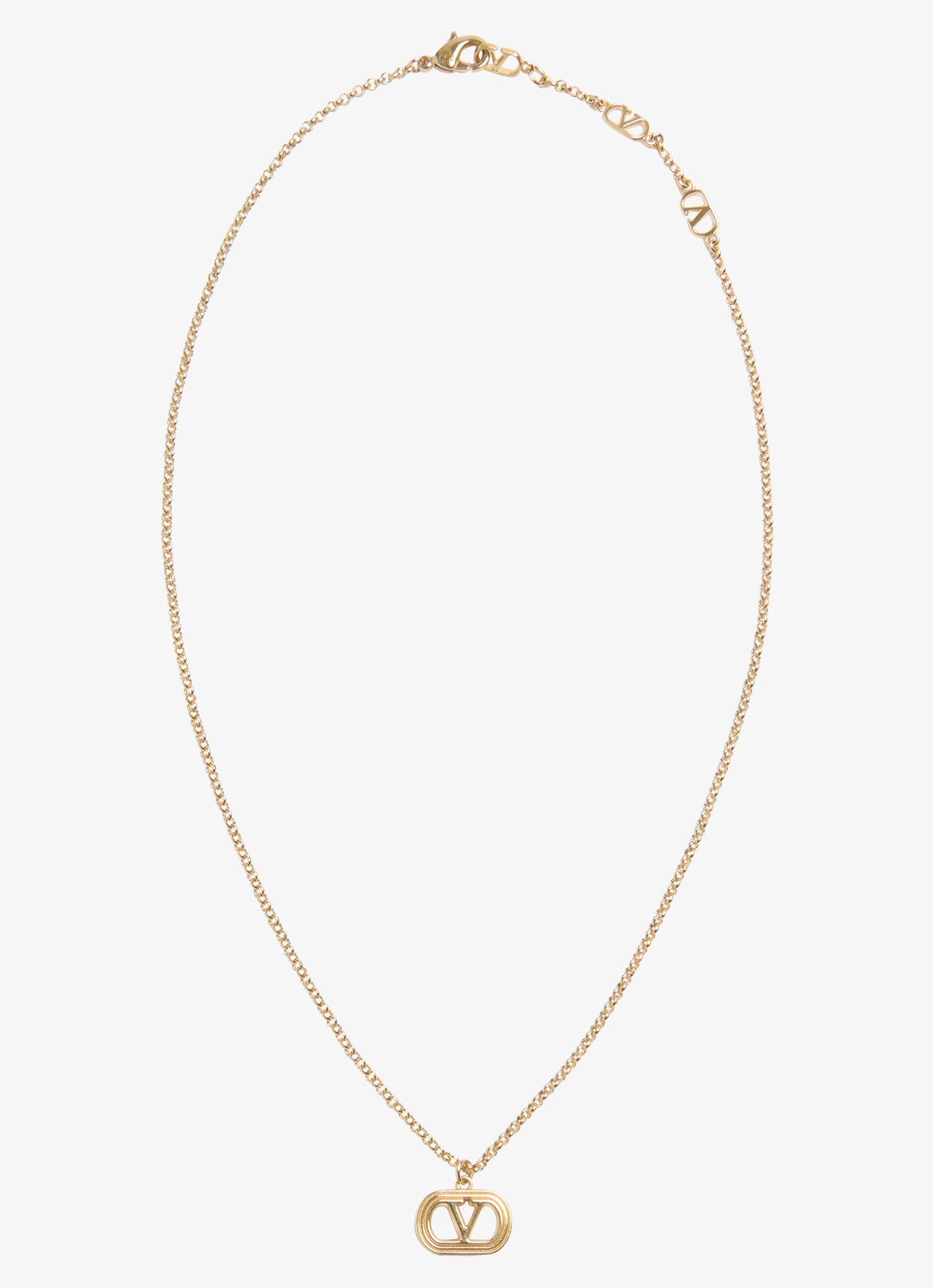 Valentino Garavani Ovalette ketting met logo - voorkant 3 goud