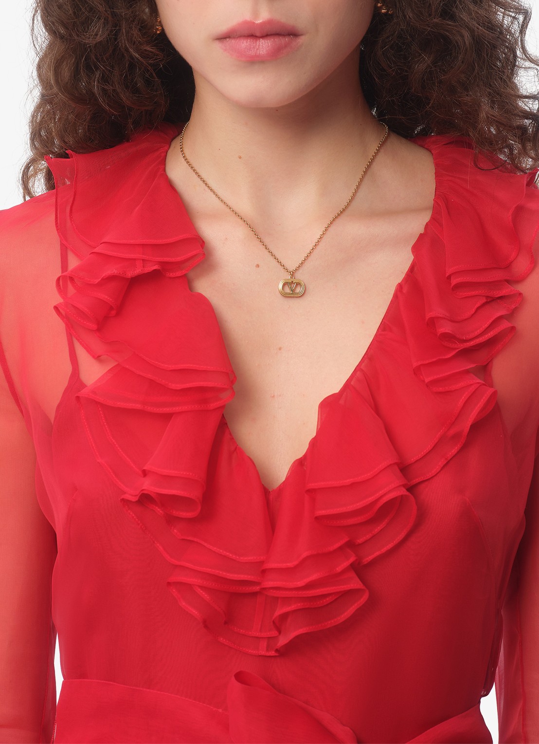 Valentino Garavani Ovalette ketting met logo - voorkant 4 goud