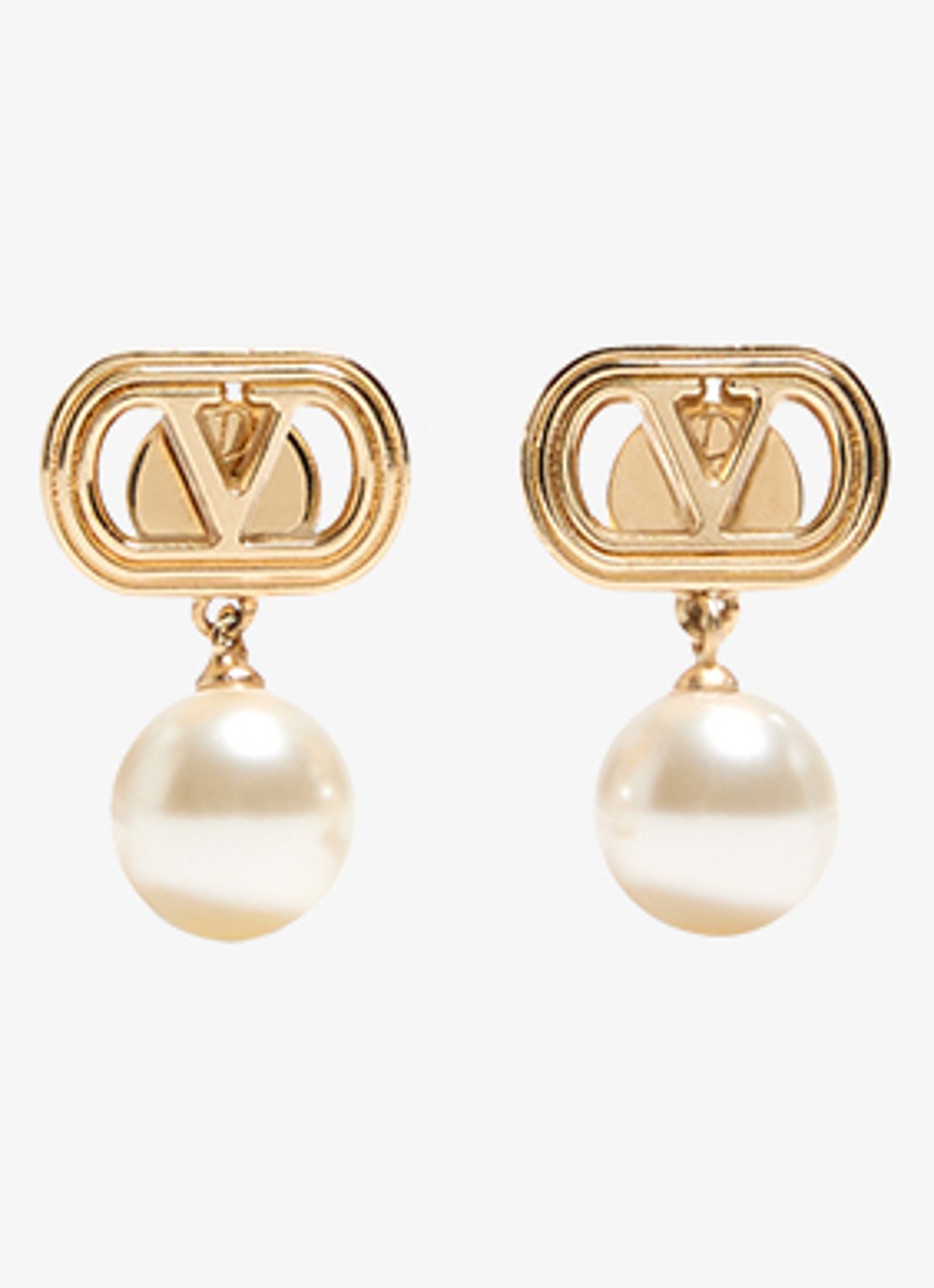 Valentino Garavani Ovalette oorstekers met hanger - voorkant goud
