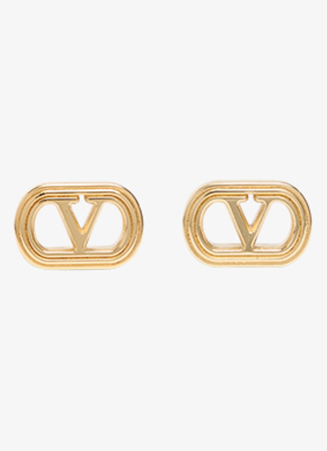 Valentino Garavani Ovalette oorstekers met logo - voorkant goud
