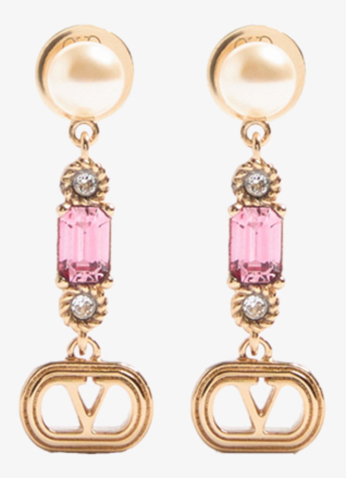 Valentino Garavani Ovalette oorstekers met logo - voorkant goud