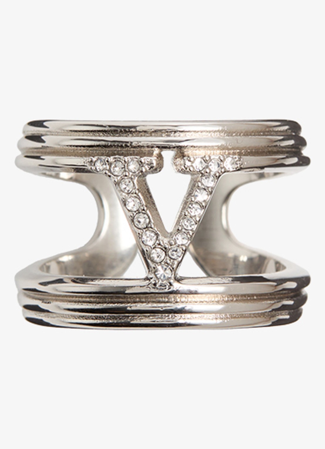 Valentino Garavani Ovalette ring met logo - detail 3 zilver
