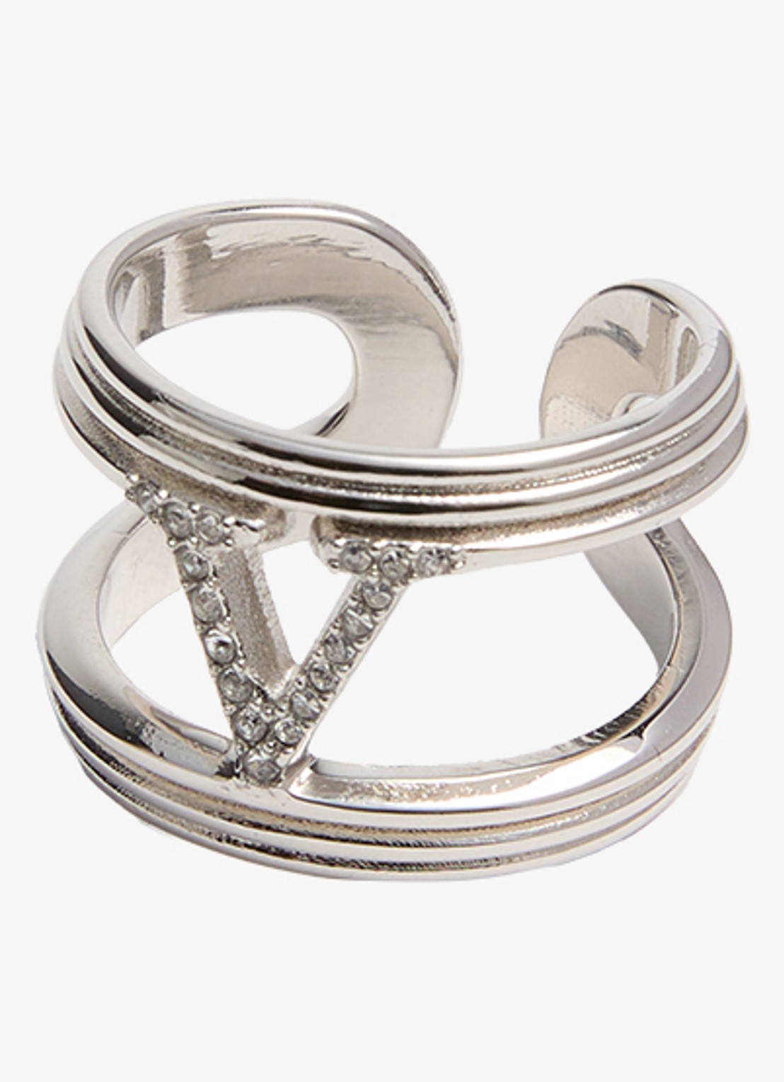 Valentino Garavani Ovalette ring met logo - detail 4 zilver
