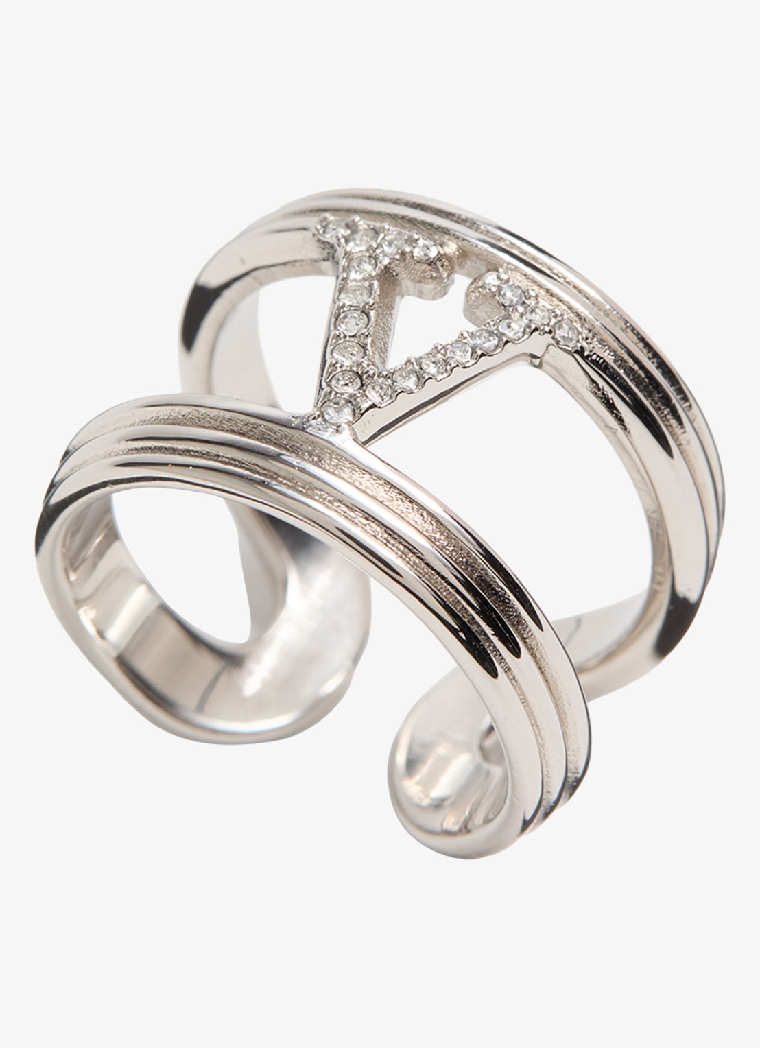 Valentino Garavani Ovalette ring met logo - detail 5 zilver