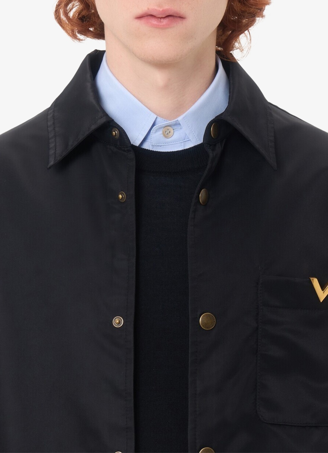 Valentino Garavani Oversized fit overshirt met borstzak - detail 6 zwart